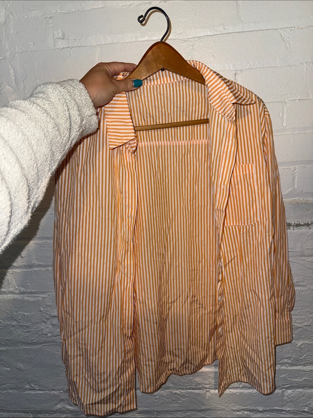 Striped Orange Button-Up Shirt